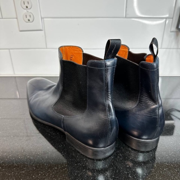 Santoni Blue Leather Chelsea Boots Men US 12 main image 10